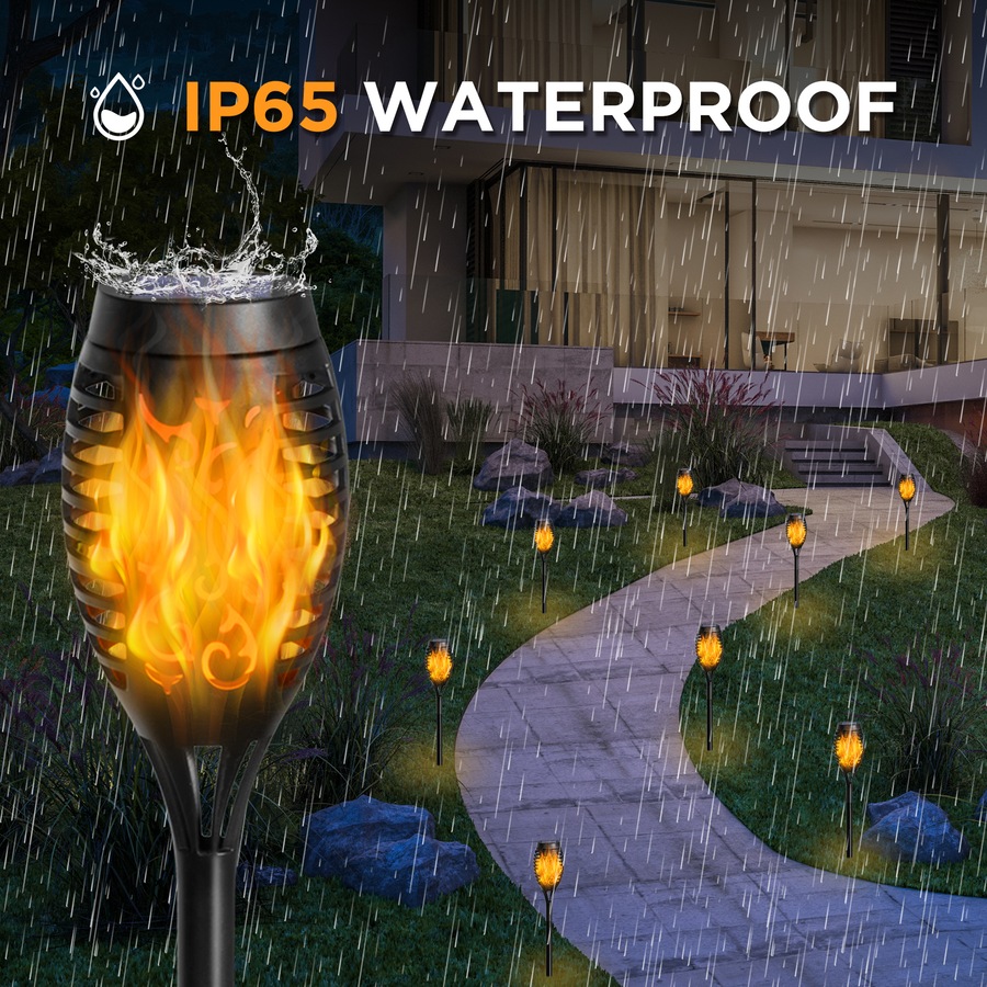 Advwin 6 Pack Solar Torch Light Flickering Flame Lights Solar Garden Lights