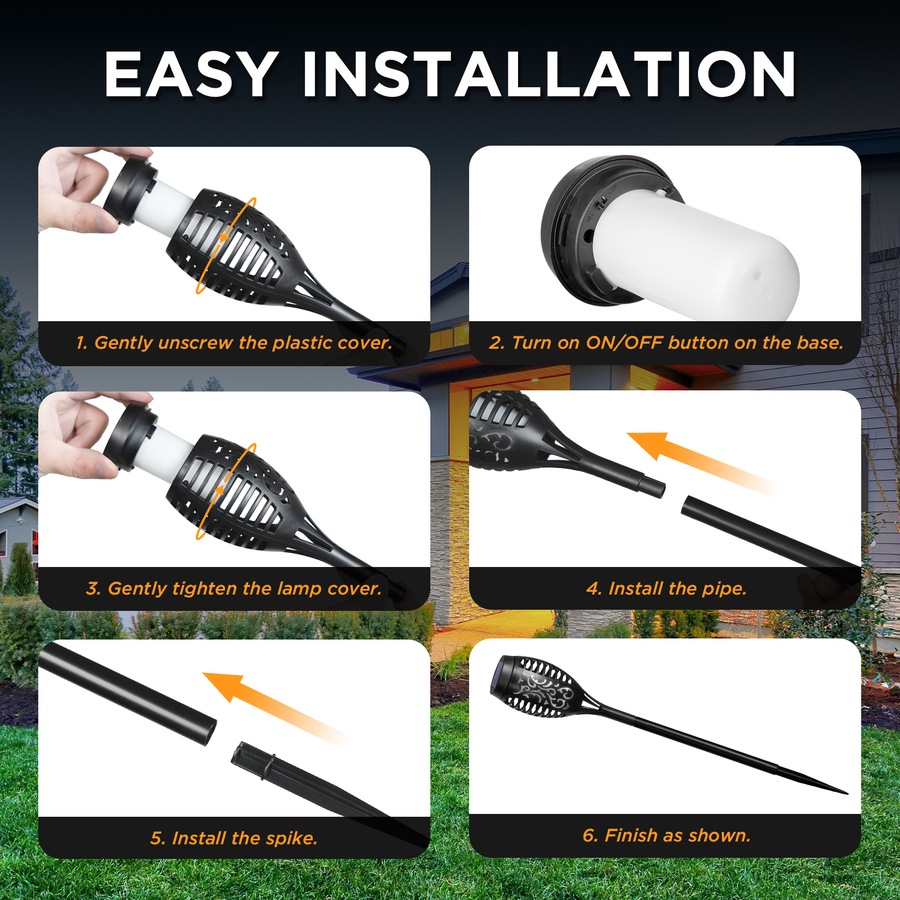 Advwin 6 Pack Solar Torch Light Flickering Flame Lights Solar Garden Lights