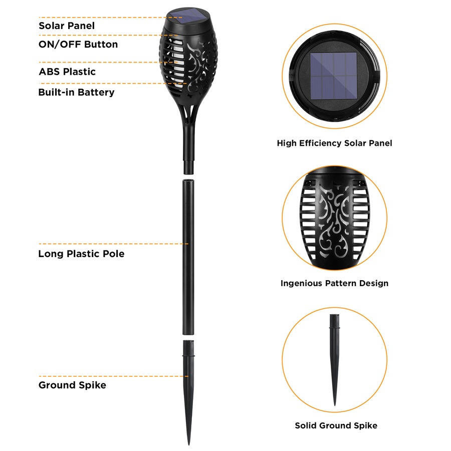 Advwin 6 Pack Solar Torch Light Flickering Flame Lights Solar Garden Lights