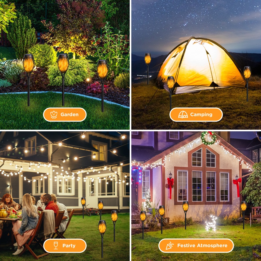 Advwin 6 Pack Solar Torch Light Flickering Flame Lights Solar Garden Lights