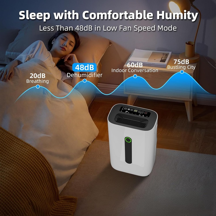 ADVWIN Dehumidifiers, 25 L/Day, Large Air Dehumidifier with Drain Hose 6.5L Water Tank for Bedroom, Bathroom, Wardrobe Room, Office, White