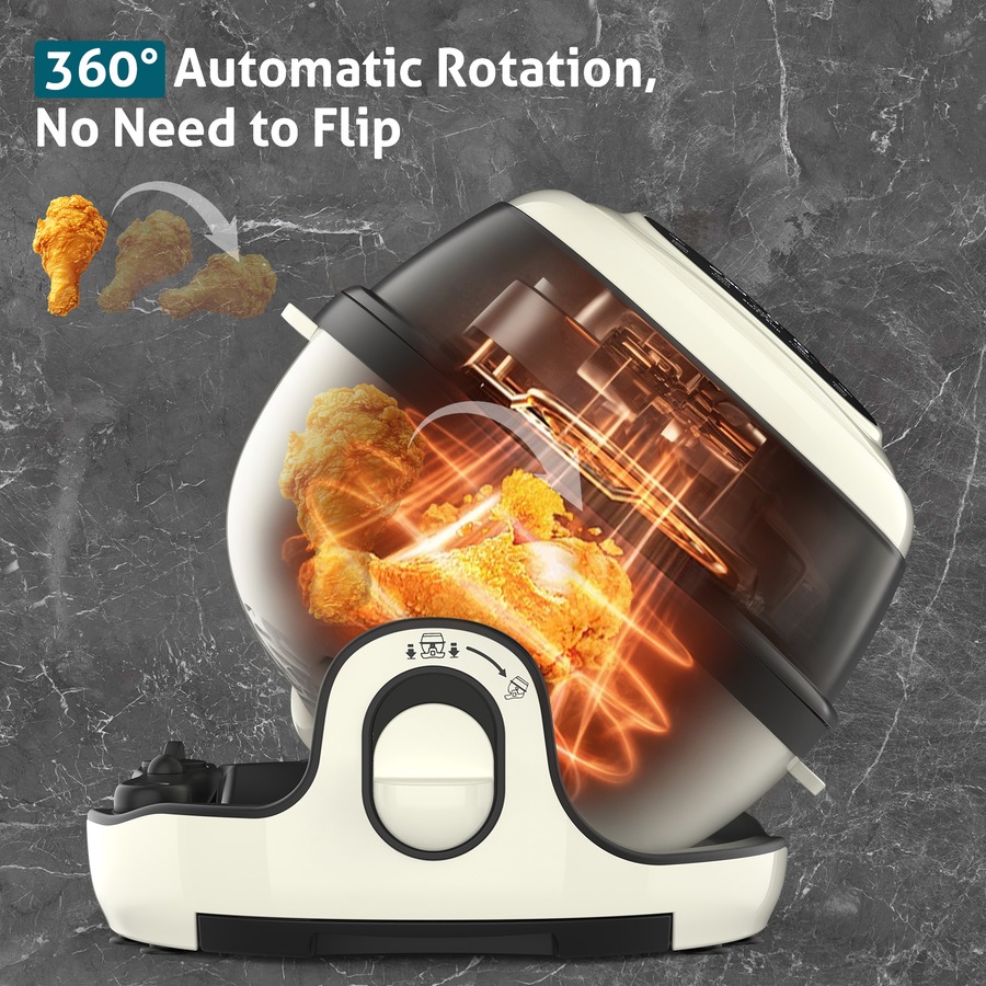 Advwin 6L Multifunctional Cooker, 1700W Digital Air Fryer Food Processor with Rotating Pot & Grill Rack, 6-in-1 Multi Cooker for Frying, Roasting, Baking, Grilling & Dehydrating, Dishwasher Safe