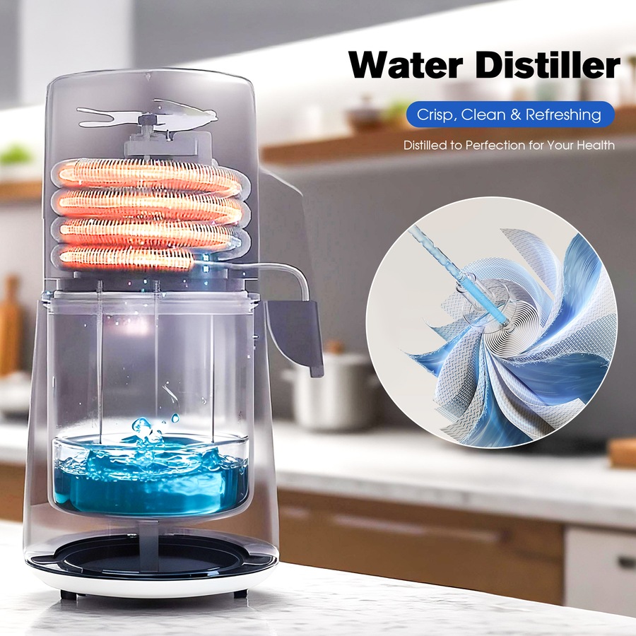 Advwin 6L Water Distiller, Countertop Distilled Water Maker Machine, Remove Fluoride & Hardness Water Distillation Machine, Stainless Steel Distiller for Home Use