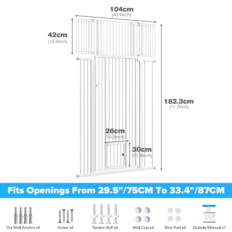 Advwin 1.8M Extra Tall Pet Safety Gate Security Doors Dog Fence