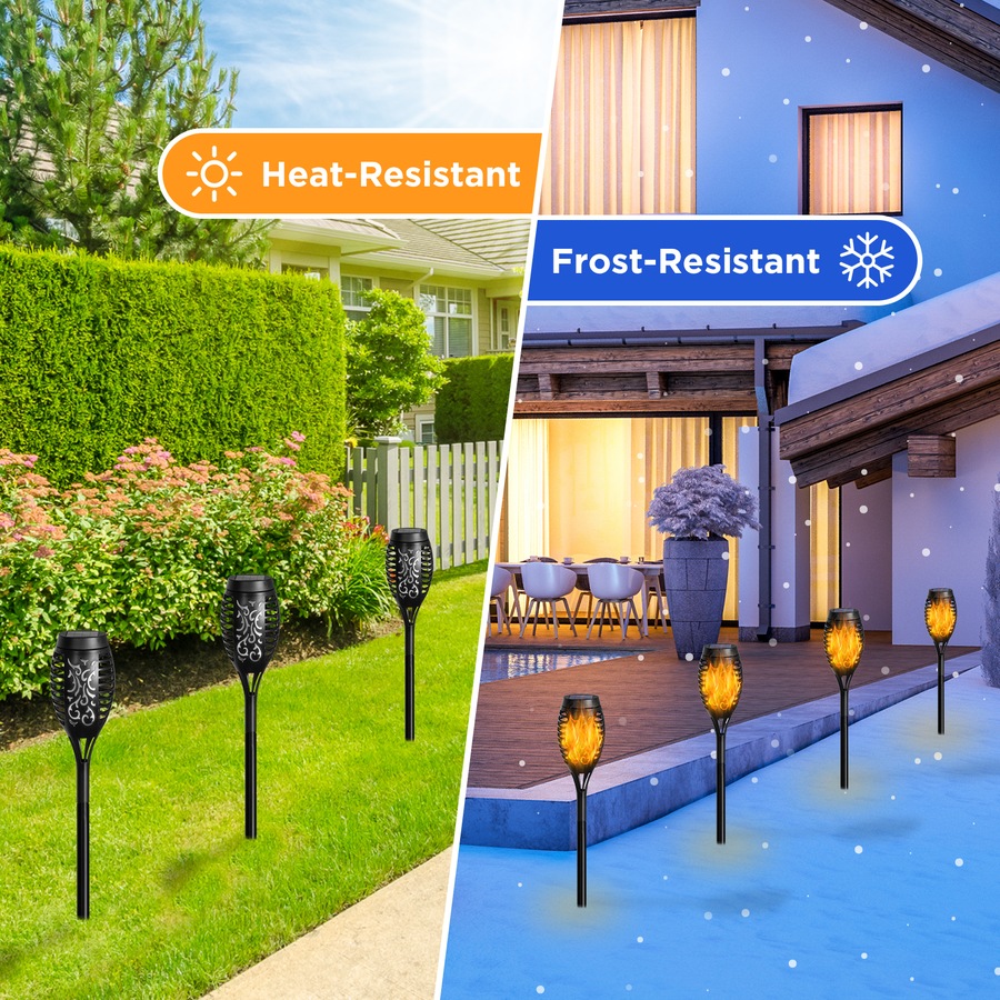 Advwin 8 Pack Solar Torch Light Flickering Flame Lights Solar Garden Lights