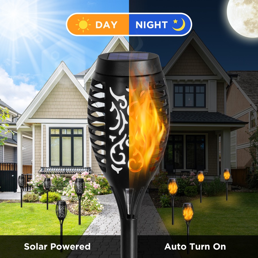 Advwin 8 Pack Solar Torch Light Flickering Flame Lights Solar Garden Lights