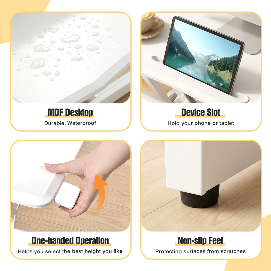 ADVWIN 80cm Standing Desk Converter Height Adjustable, Sit Stand Desk Riser for Dual Monitors, Wide Stand Up Desk Workstation, White