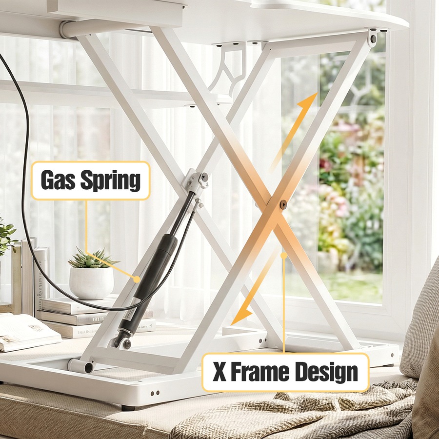 ADVWIN 80cm Standing Desk Converter Height Adjustable, Sit Stand Desk Riser for Dual Monitors, Wide Stand Up Desk Workstation, White