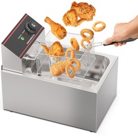 Advwin 8L Electric Deep Fryer, Commercial Frying Machine,Countertop Single Tank Deep Fryer w/Fryer Baskets Lid for Restaurant Home Kitchen Use-2500W