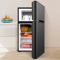 90L Compact Upright Freezer Black Mini Freezer for Home Office