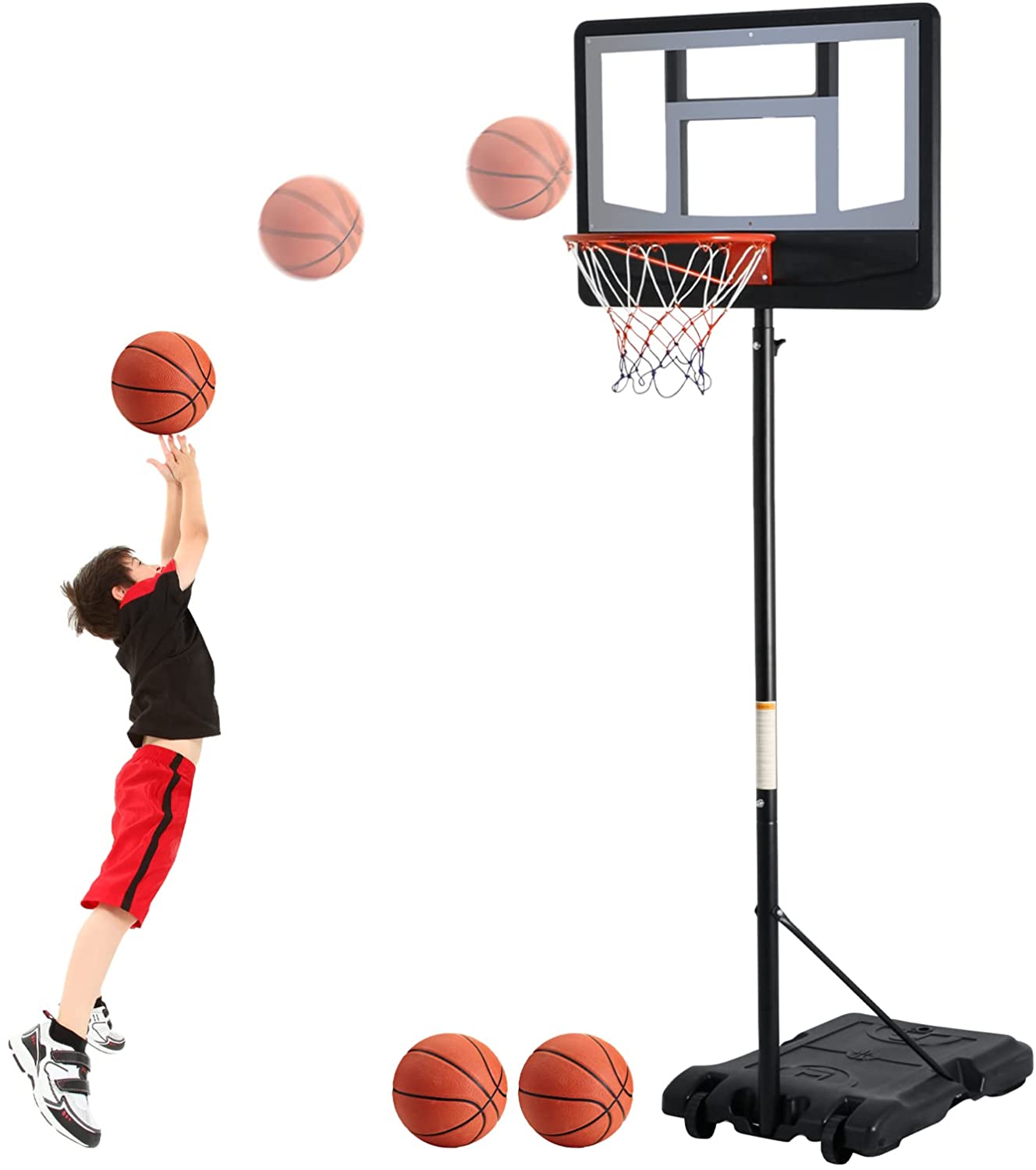 Advwin Adjustable 1.6-2.1M Portable Basketball Hoop Stand Backboard Net Ring Set for Teenagers