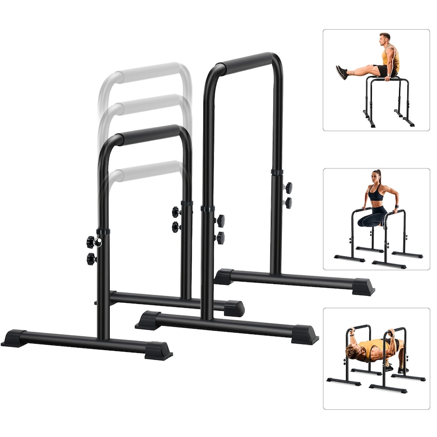 Advwin 78-99cm Height Adjustable Dip Bar Home Dip Station for Push-Ups, L-Sits, Pull-Ups & Core Exercise 120kg Capacity