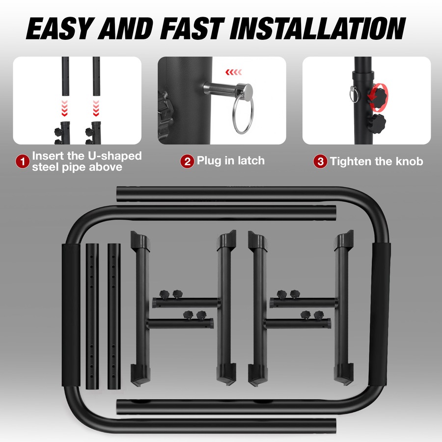 Advwin 78-99cm Height Adjustable Dip Bar Home Dip Station for Push-Ups, L-Sits, Pull-Ups & Core Exercise 120kg Capacity