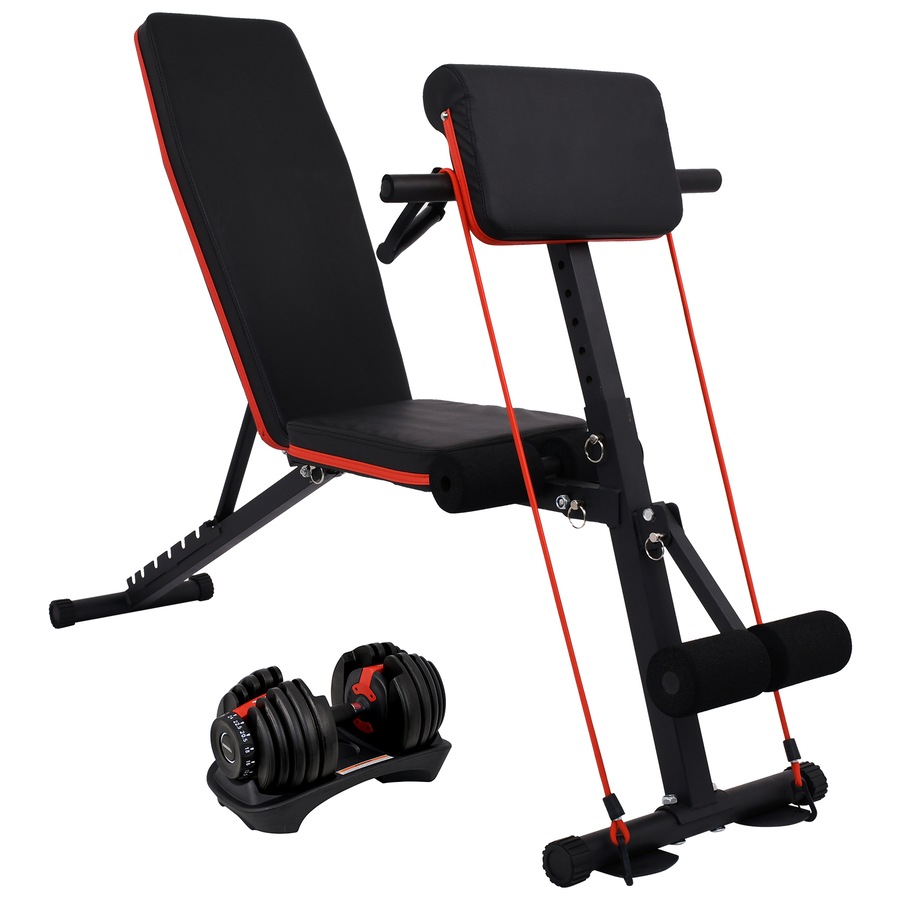 Buy Advwin Adjustable Workout Bench with 24KG Dumbbell Set, Foldable ...