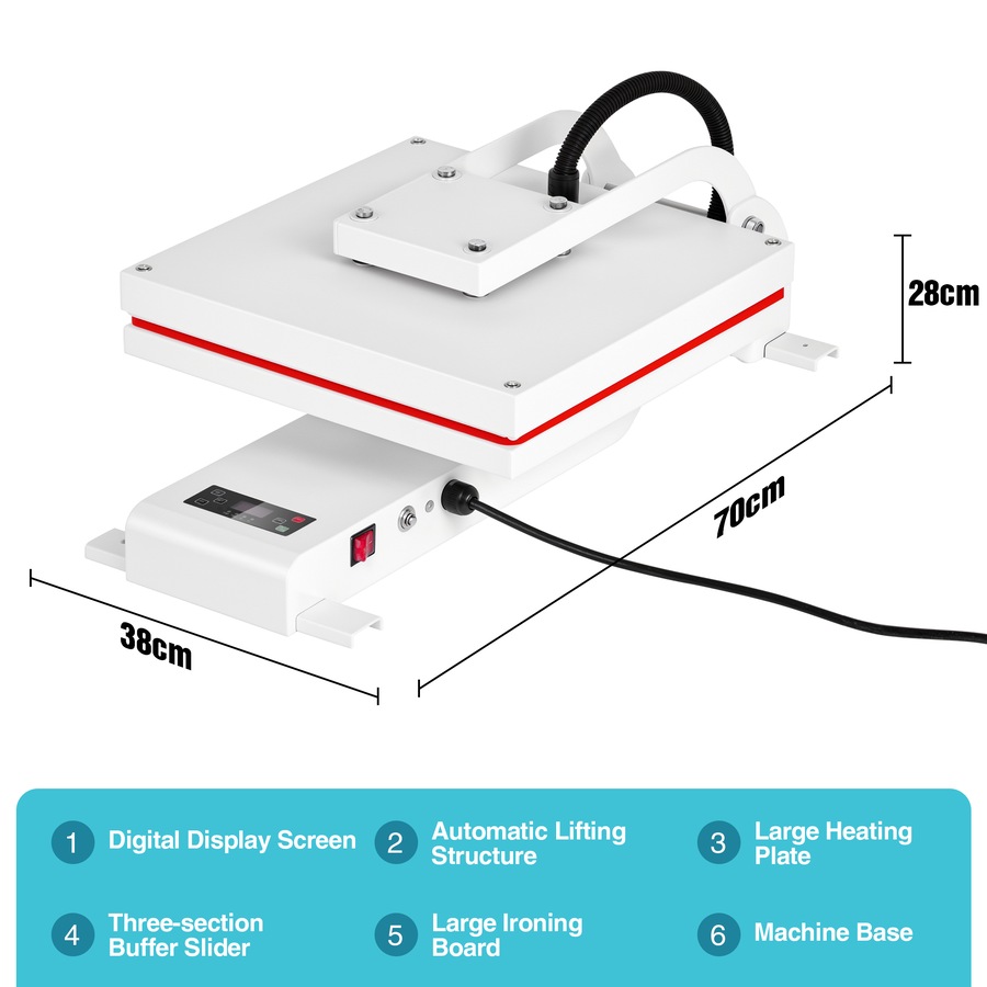 Advwin Auto Heat Press Machine, Smart T Shirt Press Machine with Auto Press Release, Professional Digital Automatic Heat Press Sublimation Fast Even Tshirt Printing Machine