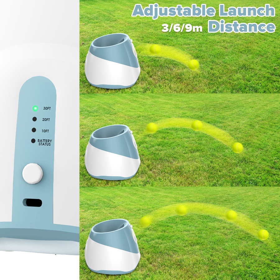 Advwin Automatic Dog Ball Launcher Automatic Tennis Fetch Throwing + 6 Tennis