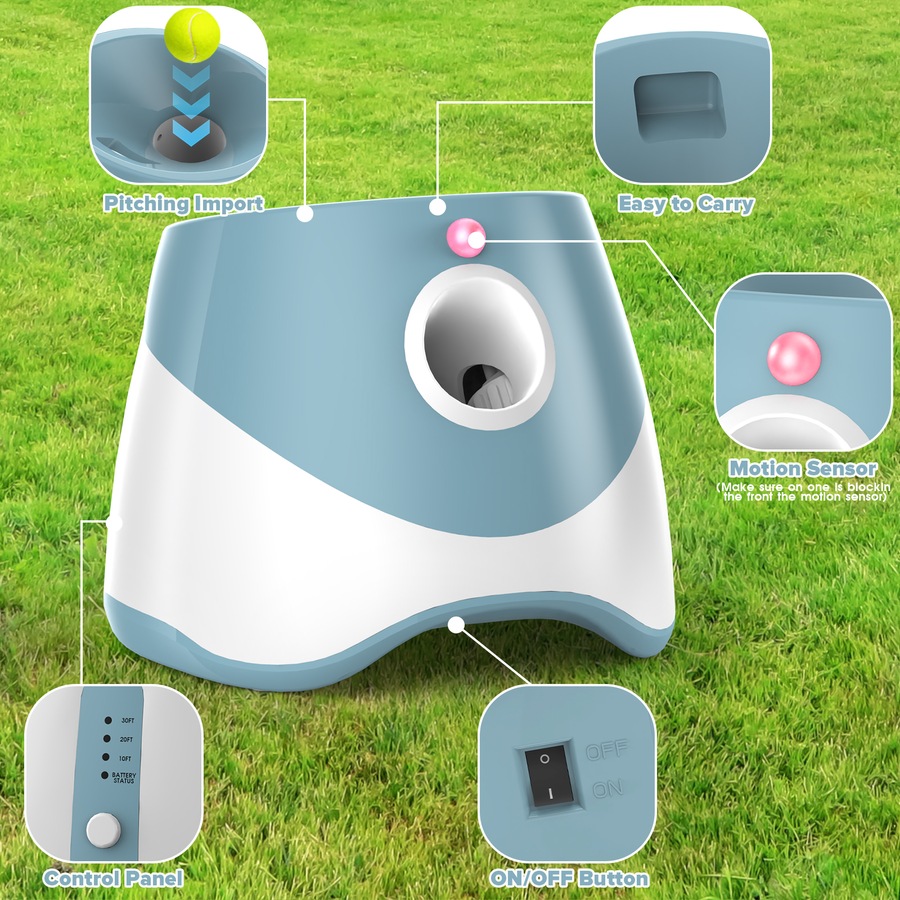 Advwin Automatic Dog Ball Launcher Automatic Tennis Fetch Throwing + 6 Tennis