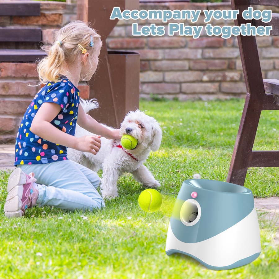 Advwin Automatic Dog Ball Launcher Automatic Tennis Fetch Throwing + 6 Tennis