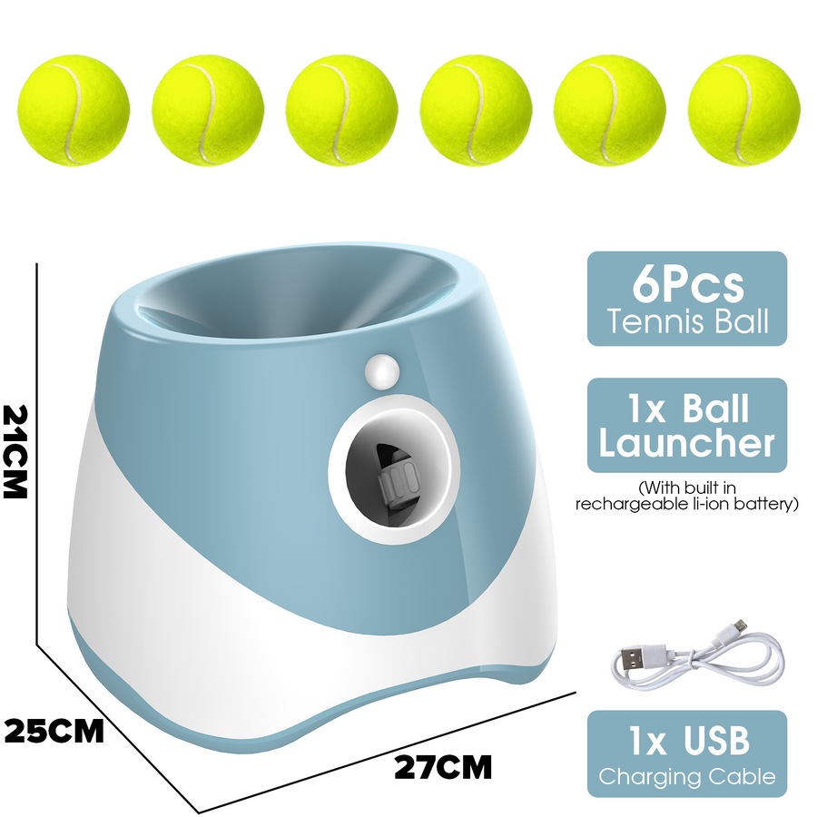 Advwin Automatic Dog Ball Launcher Automatic Tennis Fetch Throwing + 6 Tennis