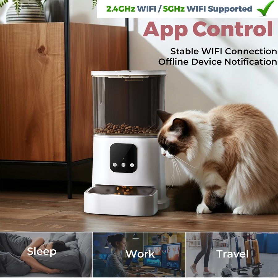 Advwin Automatic Pet Feeder 5G Wifi Auto Pet Feeder Cat Dog Feeder Smart Food Dispenser With App Control