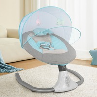 Advwin Baby Electric Rocking Chair Swing Chair Soft Cradle Peachskin with Mosquito Net - Light Blue