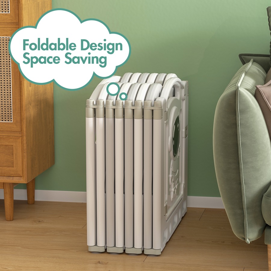 Advwin Baby PlayPen 14 Panels Foldable Kids Activity Centre Toddlers Fence Yard Safety Gate Grey