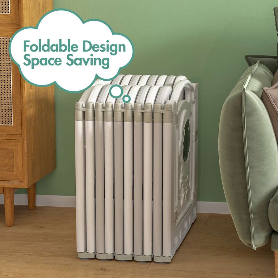 Advwin Baby PlayPen 18 Panels Foldable Kids Activity Centre Toddlers Fence Yard Safety Gate Grey