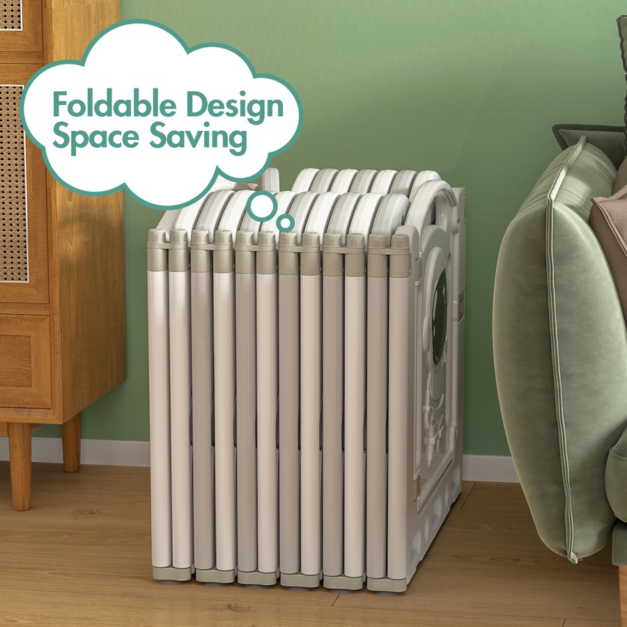 Advwin Baby PlayPen 20 Panels Foldable Kids Activity Centre Toddlers Fence Yard Safety Gate Grey