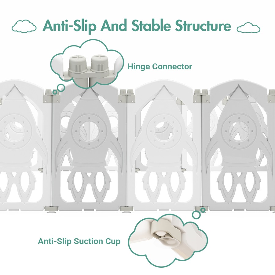 Advwin Baby PlayPen 20 Panels Foldable Kids Activity Centre Toddlers Fence Yard Safety Gate Grey