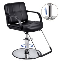 Advwin Barber Chair, Salon Stool Swivel Styling Chair Backrest Dress Chair Hydraulic Lift, 150KG Capacity, Black