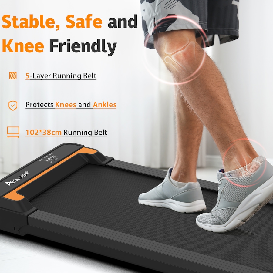 Advwin Walking Pad Electric Treadmill, Under Desk Treadmill for Home with LED Display, Compact & Low Noise & Portable, Black
