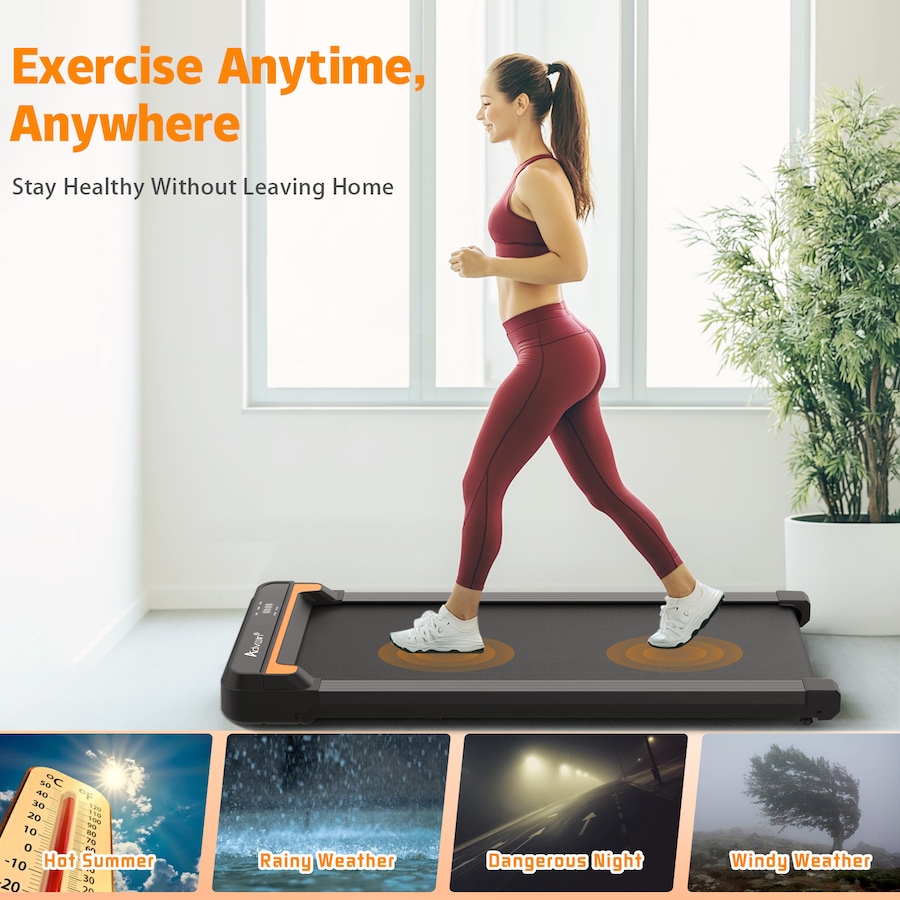 Advwin Walking Pad Electric Treadmill, Under Desk Treadmill for Home with LED Display, Compact & Low Noise & Portable, Black