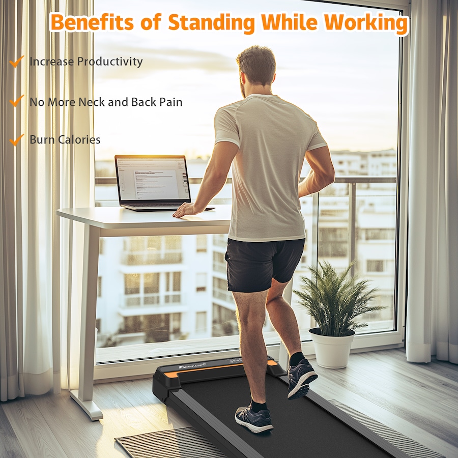 Advwin Walking Pad Electric Treadmill, Under Desk Treadmill for Home with LED Display, Compact & Low Noise & Portable, Black