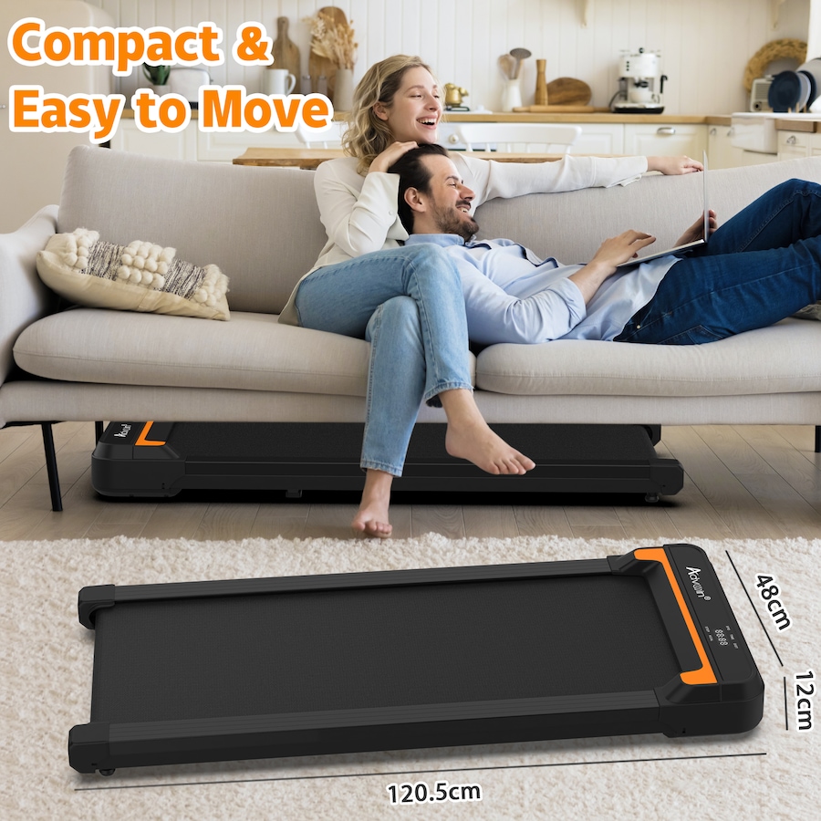 Advwin Walking Pad Electric Treadmill, Under Desk Treadmill for Home with LED Display, Compact & Low Noise & Portable, Black