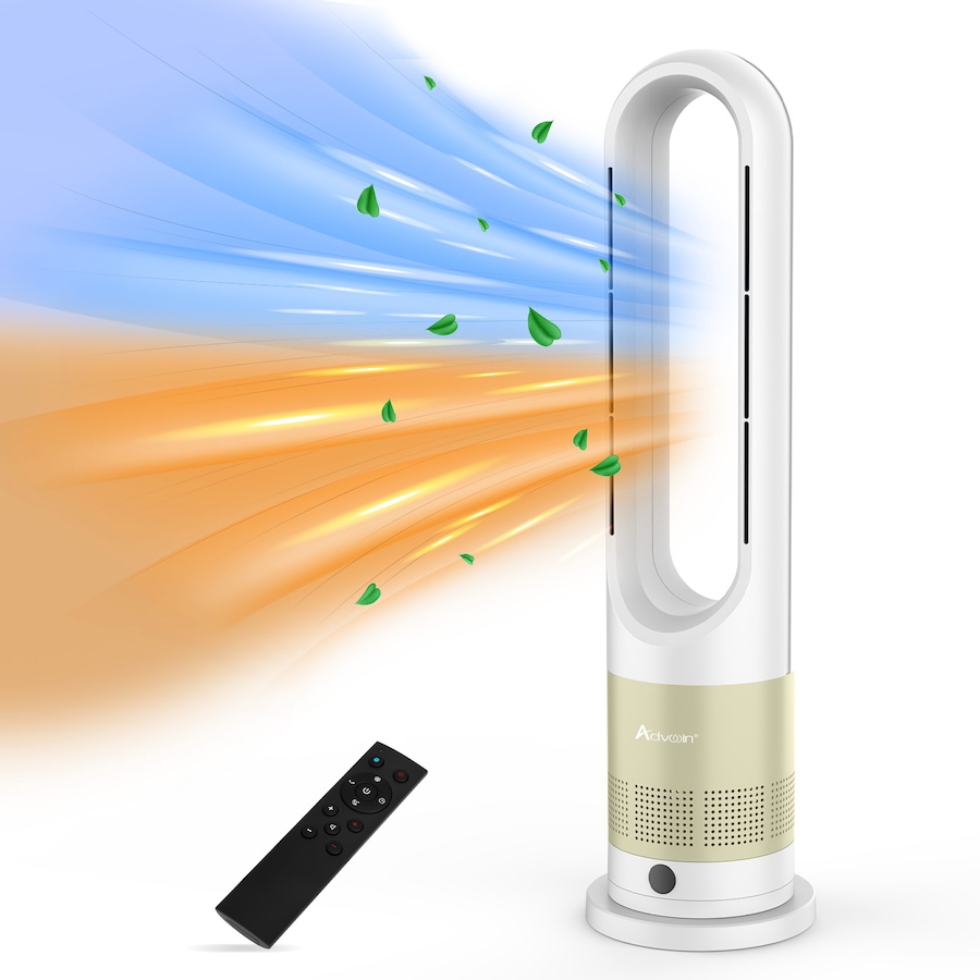 Advwin Bladeless Tower Fan, 2 in 1 Electric Fan Heater with 8 Speeds, Portable Oscillation Fan for Room Bedroom Office Use
