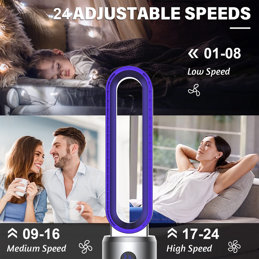 Buy Advwin Bladeless Tower Fan Portable Electric Standing Floor Fan Air ...
