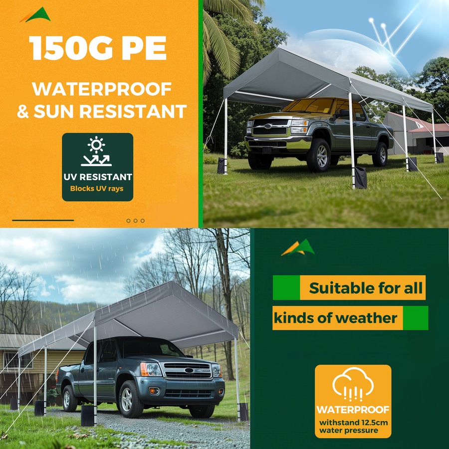 Advwin Carport Canopy 3*6M Heavy Duty Portable Garage, for Car Storage/Outdoor Events/Market Stalls