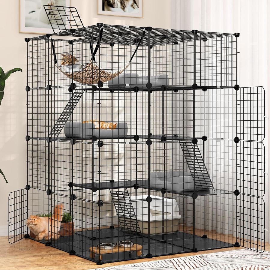 Advwin Cat Cage 4 Tier Large DIY Pet Crate Cat Villa Cat Enclosure