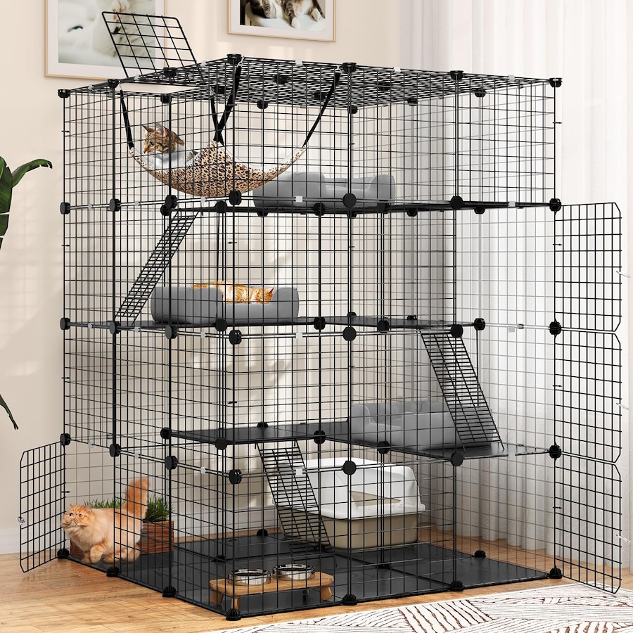 Advwin Cat Cage 4 Tier Large DIY Pet Crate Cat Villa Cat Enclosure