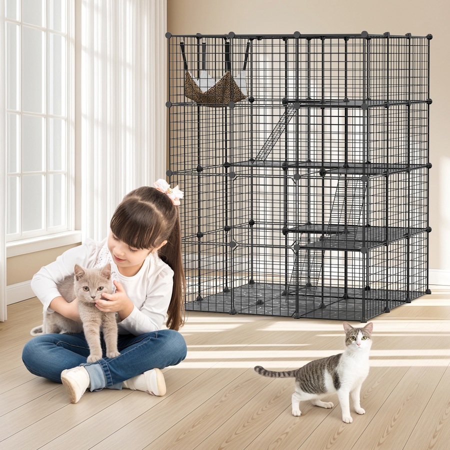 Advwin Cat Cage 4 Tier Large DIY Pet Crate Cat Villa Cat Enclosure