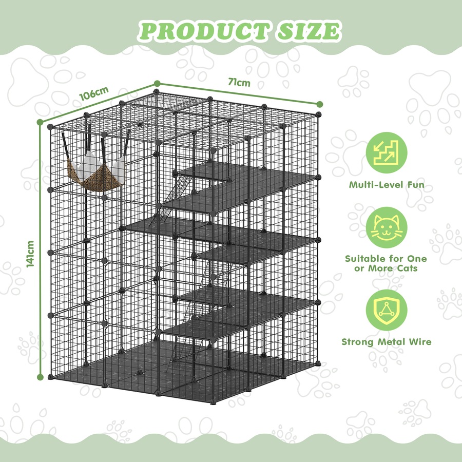 Advwin Cat Cage 4 Tier Large DIY Pet Crate Cat Villa Cat Enclosure