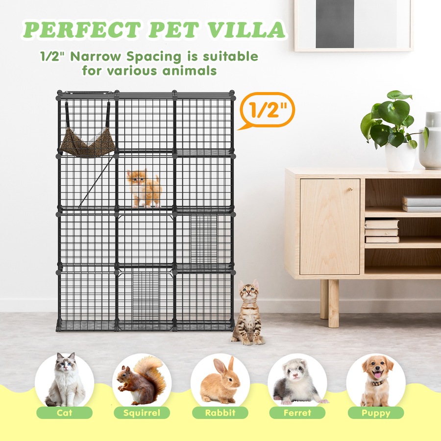 Advwin Cat Cage 4 Tier Large DIY Pet Crate Cat Villa Cat Enclosure