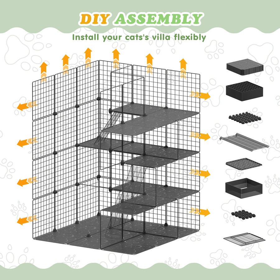 Advwin Cat Cage 4 Tier Large DIY Pet Crate Cat Villa Cat Enclosure