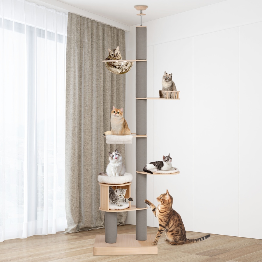 Advwin Cat Tree Cat Tower Floor to Ceiling Scratching Post 263-294cm