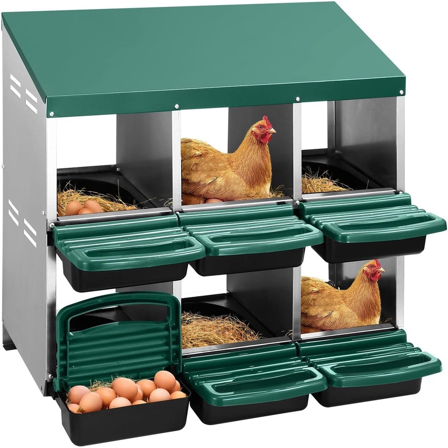 Buy Advwin Chicken Nesting Boxes 6 Holes Metal Chicken Egg Laying Box ...