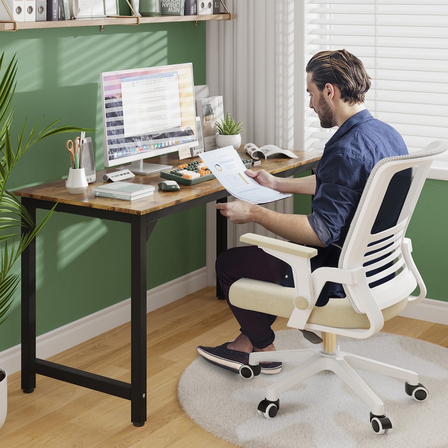 Advwin 120cm Computer Desk Home Office Table Study Laptop Desks Wooden Writing Workstation Walnut