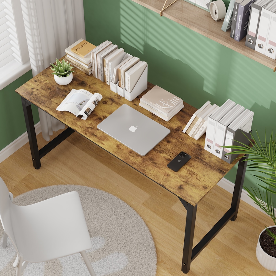 Advwin 120cm Computer Desk Home Office Table Study Laptop Desks Wooden Writing Workstation Walnut