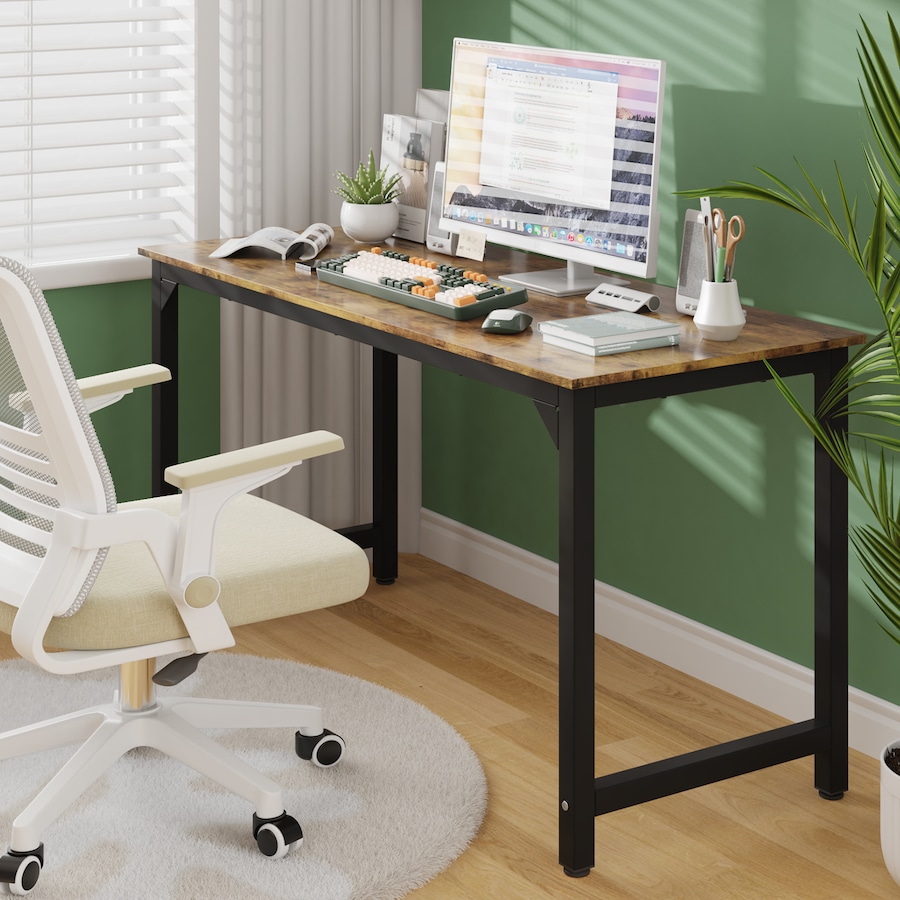 Advwin 120cm Computer Desk Home Office Table Study Laptop Desks Wooden Writing Workstation Walnut