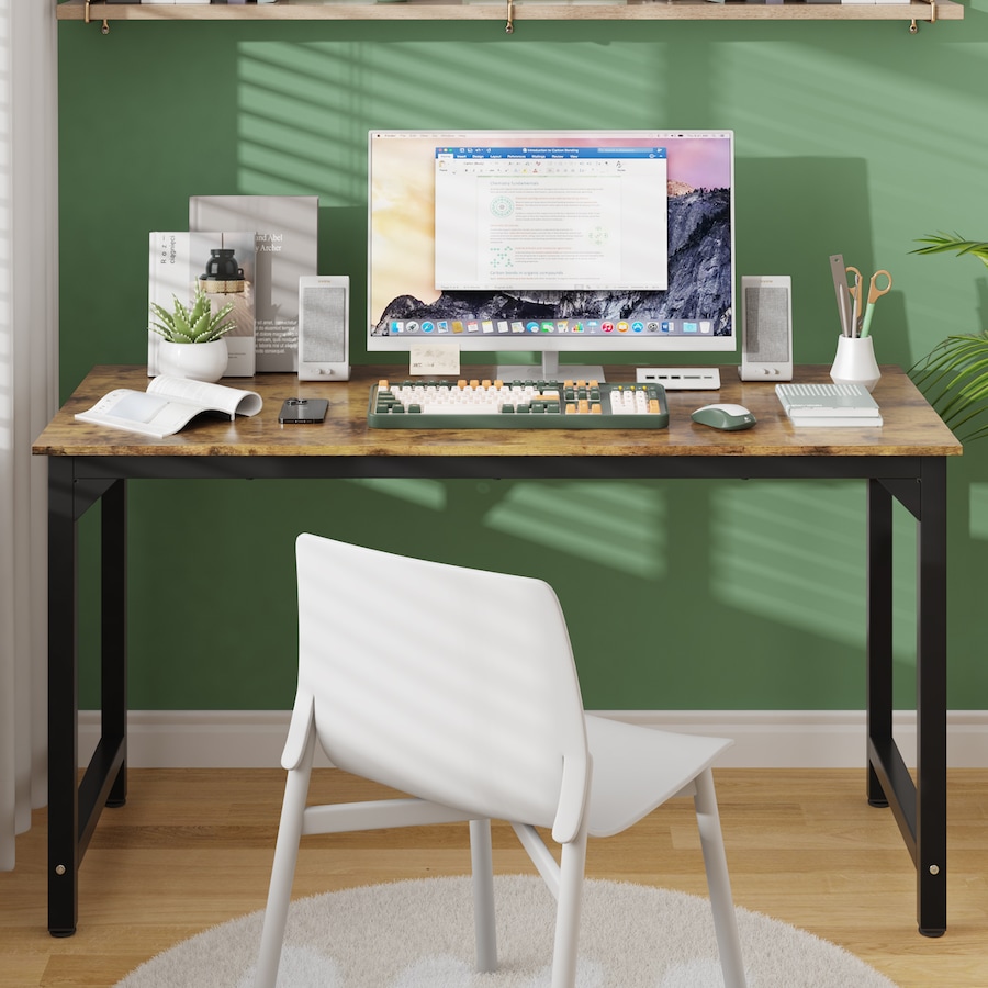 Advwin 120cm Computer Desk Home Office Table Study Laptop Desks Wooden Writing Workstation Walnut