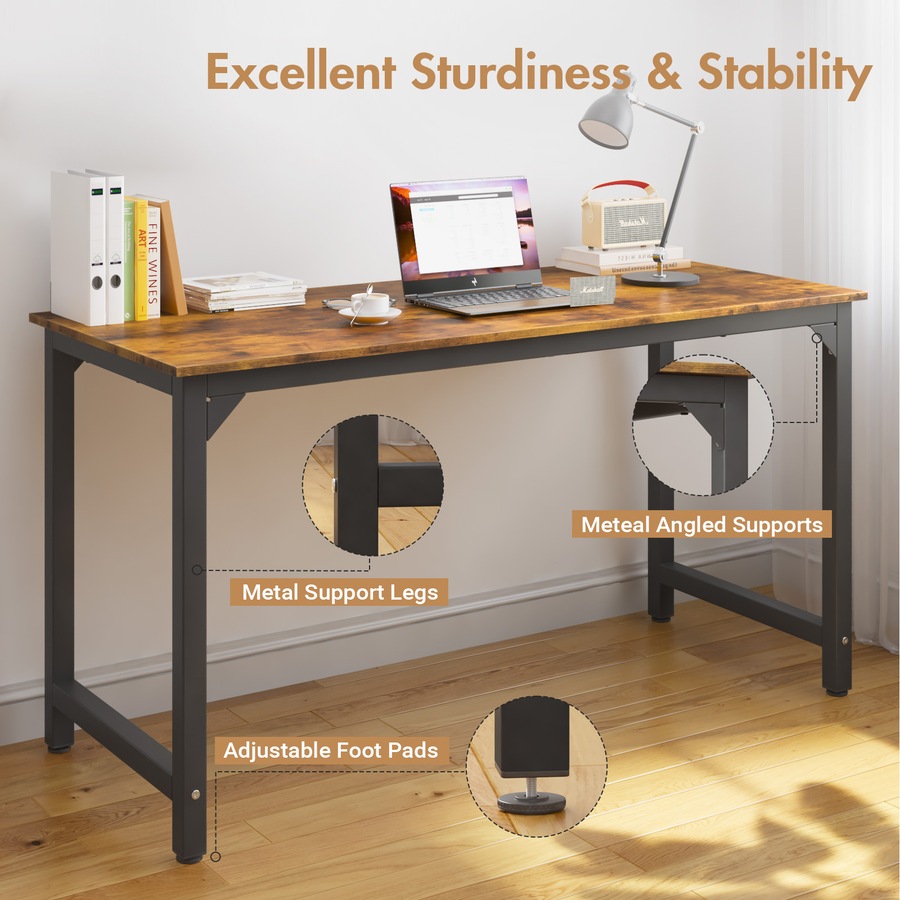 Advwin 120cm Computer Office Desk Study Table Writing Workstation Walnut